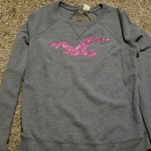 Hollister sheer back pink sparkle sweatshirt